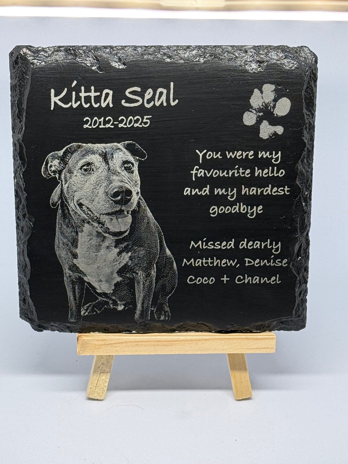 Slate pet memorial photo plaques MEDIUM